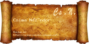 Csima Nándor névjegykártya